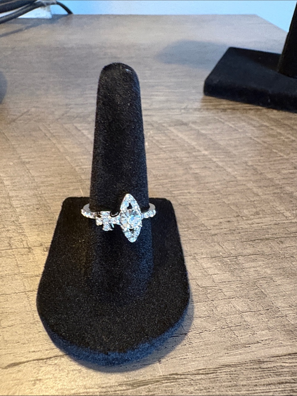Silver Marquise Cubic Zirconia Halo Ring - Women Jewelry